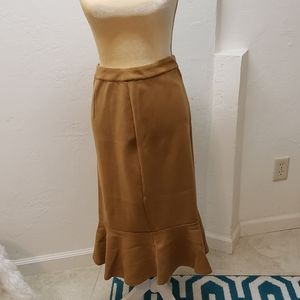 Who What Wear camel flare hemed skirt
